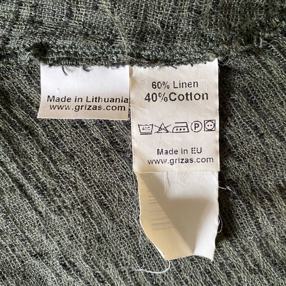 GRIZAS Crinkled Flared Hem Dress / Jacket Linen Cotton Blend Forest Green Small - Picture 11 of 13